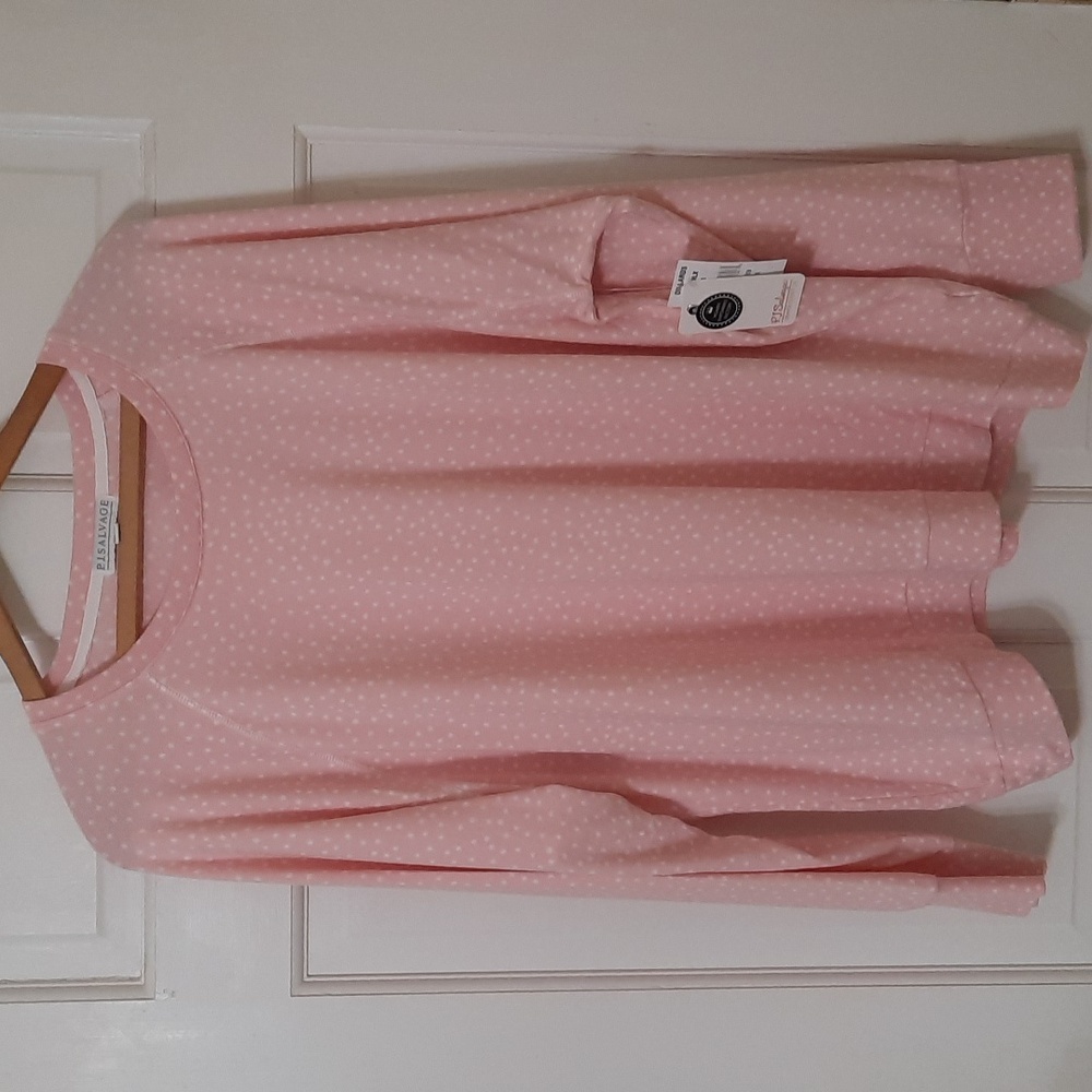 NWT P.J.SALVAGE BLUSH/WHITE POLKA DOT TOP SZ 2X, Perfect for Valentine’s Day! 🩷